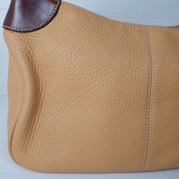 VTG Dooney & Bourke All Weather Mustard Yellow Leather Pebble Shoulder Bag Y2K - Picture 3 of 16